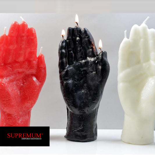 CANDELA ESOTERICA DI PROTEZIONE MANO PODEROSA NERA (MANO POTENTE)
